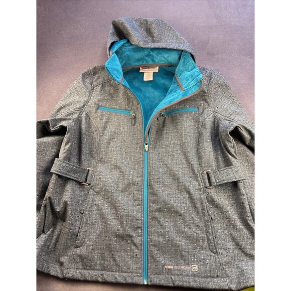 Free Country Full Zip Hooded Jacket, Faux Fur Lined, Teal Pattern Women's 1X - Picture 8 of 9